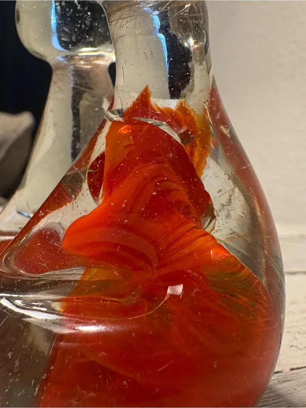 Handblown Glass Cat Figurines with Orange Accent -